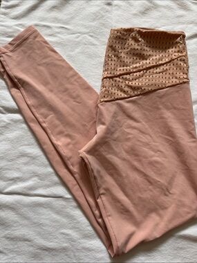 High-Waist Pink Mesh Panel Leggings
